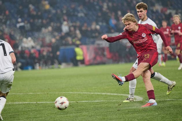 Salzburg, Austria January 22, 2026 Europa League 2025 2026 RB Salzburg vs FC Basel In the picture Frans Krätzig Kraetzig RB scores the goal to make it 3 0 Red Bull Arena Copyright: xFotostandx xWassmuth,xJUERGENxWASSMUTHx