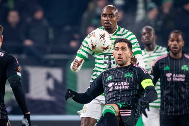 FERENCVAROS - PANATHINAIKOS Julio Romao of Ferencvaros and Tasos Bakasetas of Panathinaikos during the league phase of UEFA Europa league football match between Ferencvarosi TC and Panathinaikos FC. Groupama Arena, Ferencvaros Arena, Budapest, Hungary, January 22, 2026. Photo by Branislav Racko Copyright: xx 080A6319