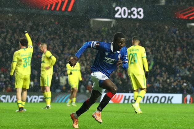 Mohamed Diomande of Rangers celebrates his goal during the Europa League group phase match at Ibrox Stadium, Glasgow. Rangers v Ludogorets - UEFA Europa League - League Phase - Ibrox Stadium, Glasgow, Lanarkshire, Scotland, UK - 22 Jan 2026Glasgow Ibrox Lanarkshire United Kingdom EDITORIAL USE ONLY  Copyright: xO Rourke RangersxFC Shutterstockx 16394146e