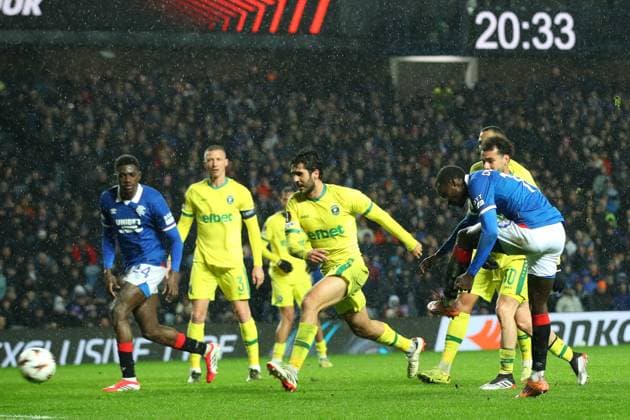 Mohamed Diomande of Rangers scores during the Europa League group phase match at Ibrox Stadium, Glasgow. Rangers v Ludogorets - UEFA Europa League - League Phase - Ibrox Stadium, Glasgow, Lanarkshire, Scotland, UK - 22 Jan 2026Glasgow Ibrox Lanarkshire United Kingdom EDITORIAL USE ONLY  Copyright: xO Rourke RangersxFC Shutterstockx 16394146b
