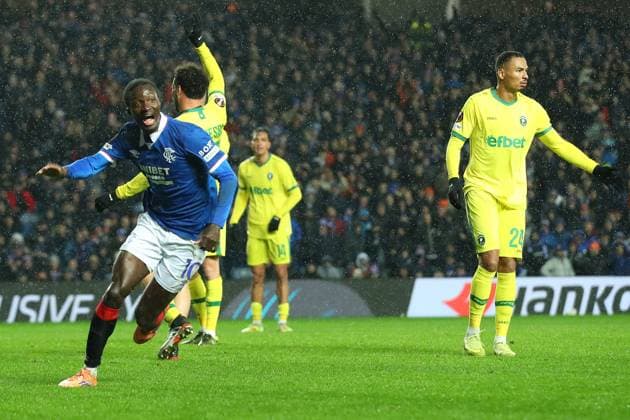 Mohamed Diomande of Rangers celebrates his goal during the Europa League group phase match at Ibrox Stadium, Glasgow. Rangers v Ludogorets - UEFA Europa League - League Phase - Ibrox Stadium, Glasgow, Lanarkshire, Scotland, UK - 22 Jan 2026Glasgow Ibrox Lanarkshire United Kingdom EDITORIAL USE ONLY  Copyright: xO Rourke RangersxFC Shutterstockx 16394146c
