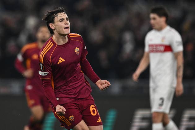 As Roma 22 01 2026 - Europa League Roma-Stoccarda foto Antonello Sammarco Image nella foto: esultanza gol Nicolo™ Pisilli 