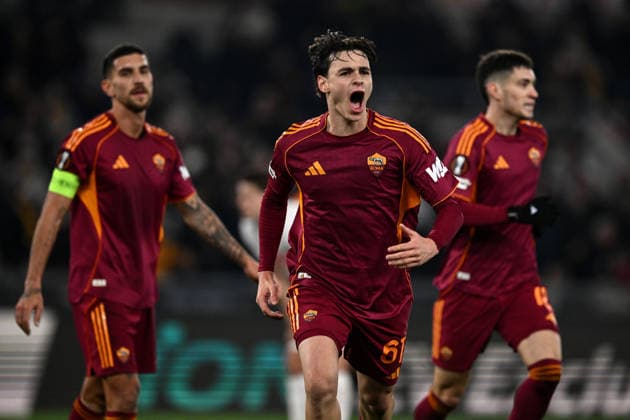 As Roma 22 01 2026 - Europa League Roma-Stoccarda foto Antonello Sammarco Image nella foto: esultanza gol Nicolo™ Pisilli 