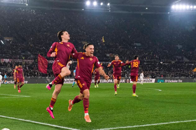 UEFA Europa League phase match day 7 AS Roma vs VfB Stuttgart Roma™s Italian midfielder Niccolo Pisilli celebrates after scoring a goal of 1-0 during UEFA Europa League phase match day 7 between AS Roma vs VfB Stuttgart at Olimpico stadium on November 22, 2026 in Rome, Italy. _DSF7581 Copyright: xAntonioxBalascox