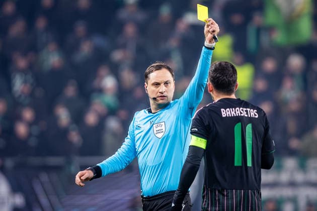 FERENCVAROS - PANATHINAIKOS Referee Mykola Balakin during the league phase of UEFA Europa league football match between Ferencvarosi TC and Panathinaikos FC. Groupama Arena, Ferencvaros Arena, Budapest, Hungary, January 22, 2026. Photo by Branislav Racko Copyright: xx 080A6614