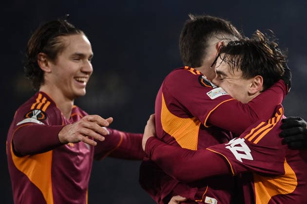 As Roma 22 01 2026 - Europa League Roma-Stoccarda foto Antonello Sammarco Image nella foto: esultanza gol Nicolo™ Pisilli 