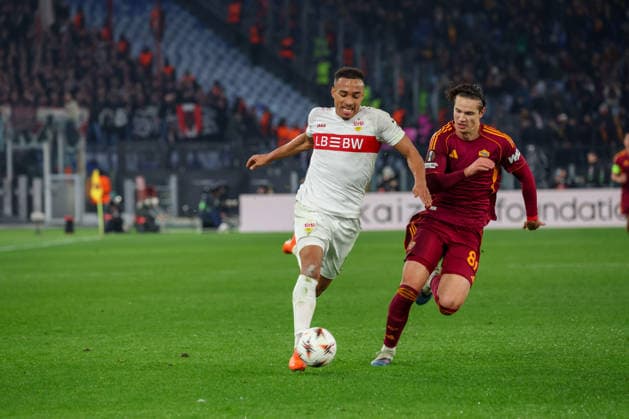 Roma vs Stoccarda Jamie Leweling (VfB Stuttgart) During the 2025 26 Europa League football match between Roma and Stuttgart on January 22, 2026 at the Stadio Olimpico in Rome. Photo: Roma stadio Olimpico Roma Italia Copyright: xFABIOxSASSOxFabioxSassox Roma Stoccarda2026_01_22Fabio Sasso4789