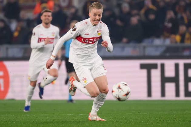 Chris Führich of Stuttgart in action during the UEFA Europa League 2025 2026 football match between AS Roma and Vfb Stuttgart at Stadio Olimpico in Rome (Italy), January 22, 2026. AndreaxStaccioli