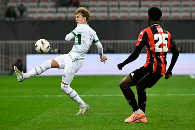 FOOTBALL : OGC Nice VS - Go Ahead Eagles - UEFA Europa League - 22 01 2025 Jakob Breum (GA-Eagles) - UEFA Europa League match between OGC Nice and Go Ahead Eagles on January 22, 2026 at the Allianz Riviera Stadium in Nice. NiceFrance  Copyright: xWilliamxCannarellax