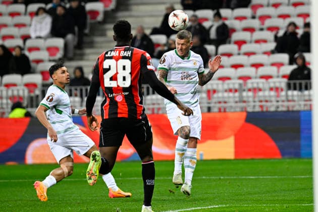FOOTBALL : OGC Nice VS - Go Ahead Eagles - UEFA Europa League - 22 01 2025 Victor Edvardsen (GA-Eagles) - UEFA Europa League match between OGC Nice and Go Ahead Eagles on January 22, 2026 at the Allianz Riviera Stadium in Nice. NiceFrance  Copyright: xWilliamxCannarellax
