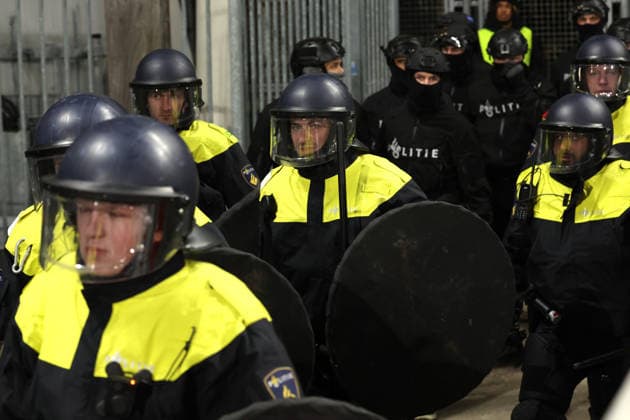 special police forces entering the stadium during the match FC Utrecht vs KRC Genk at the De Galgenwaard for the UEFA Europa League season 2025 2026 in UTRECHT, Netherlands on 22 january 2026, photo by Peter Lous EYE4images DeFodi Images