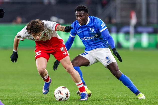2026-01-22 FC Utrecht v KRC Genk - UEFA Europa League, League phase, MD7 UTRECHT, NETHERLANDS - JANUARY 22: Miguel Rodriguez of FC Utrecht runs with the ball during the UEFA Europa League, League phase, MD7 match between FC Utrecht and KRC Genk at Stadion Galgenwaard on January 22, 2026 in Utrecht, Netherlands. Utrecht Stadion Galgenwaard Netherlands Content not available for redistribution in The Netherlands directly or indirectly through any third parties. Copyright: xBenxGalx