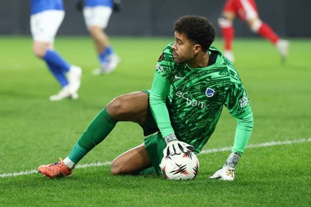 UTRECHT , 22-01-2026 , stadium Galgenwaard , season 2025 2026 , UEFA Europa League football , League phase matchday 7 , match between FC Utrecht and KRC Genk , Pictures shows , Genk goalkeeper Tobias Lawal Utrecht - Genk  x201002630x Copyright: