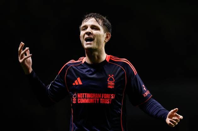 James McAtee of Nottingham Forest gestures Braga v Nottingham Forest, UEFA Europa League, Group Stage, Football, Braga Municipal Stadium, Braga, Portugal - 22 Jan 2026Braga Braga Municipal Stadium Portugal EDITORIAL USE ONLY No use with unauthorised audio, video, data, fixture lists, club league logos or live services. Online in-match use limited to 120 images, no video emulation. No use in betting, games or single club league player publications. Copyright: xRubenxAlbarran Shutterstockx 16348423ab