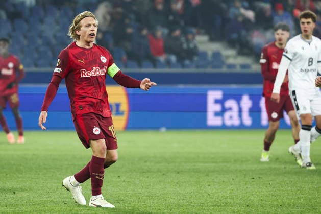SOCCER - UEFA EL, RBS vs Basel SALZBURG,AUSTRIA,22.JAN.26 - SOCCER - UEFA Europa League, Red Bull Salzburg vs FC Basel. Image shows Mads Bidstrup (RBS).  GEPAxpictures xDavidxGeieregger
