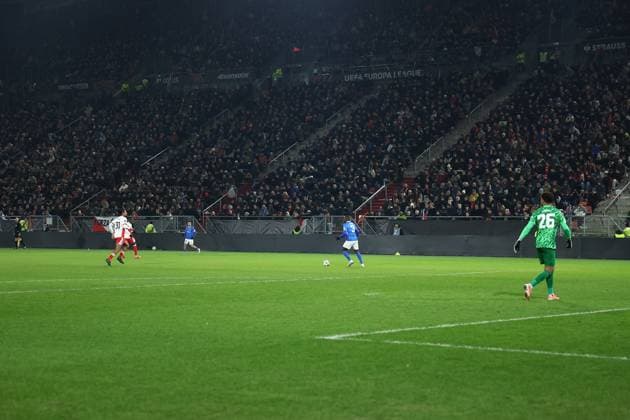 UTRECHT , 22-01-2026 , stadium Galgenwaard , season 2025 2026 , UEFA Europa League football , League phase matchday 7 , match between FC Utrecht and KRC Genk , Pictures shows , led boarding doesn™t work Utrecht - Genk  x201002689x Copyright: