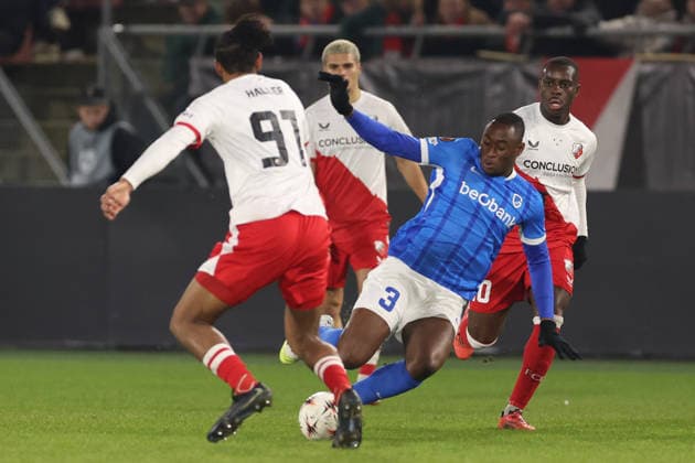 Mujaid Sadick of KRC Genk during the match FC Utrecht vs KRC Genk at the De Galgenwaard for the UEFA Europa League season 2025 2026 in UTRECHT, Netherlands on 22 january 2026, photo by Peter Lous EYE4images DeFodi Images