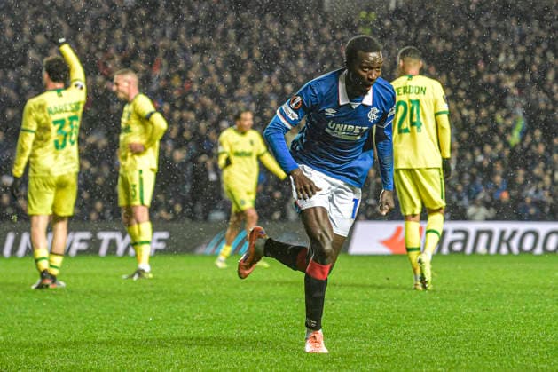 Rangers v Ludogorets Razgrad UEFA Europa League Mohammed Diomande of Rangers scores his sides first goal of the match and celebrates his goal during the UEFA Europa League match at Ibrox Stadium, Glasgow 22 01 2026 UK Newspapers OUT Copyright: xJamiexJohnstonx FIL-22851-0032