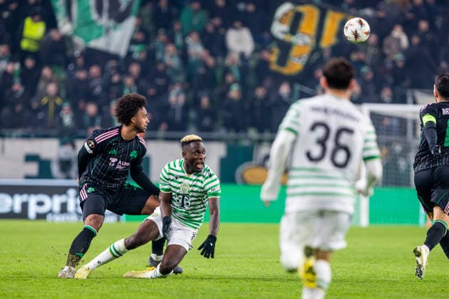 FERENCVAROS - PANATHINAIKOS Bamidele Yusuf of Ferencvaros and Ahmed Touba of Panathinaikos during the league phase of UEFA Europa league football match between Ferencvarosi TC and Panathinaikos FC. Groupama Arena, Ferencvaros Arena, Budapest, Hungary, January 22, 2026. Photo by Branislav Racko Copyright: xx 080A6815