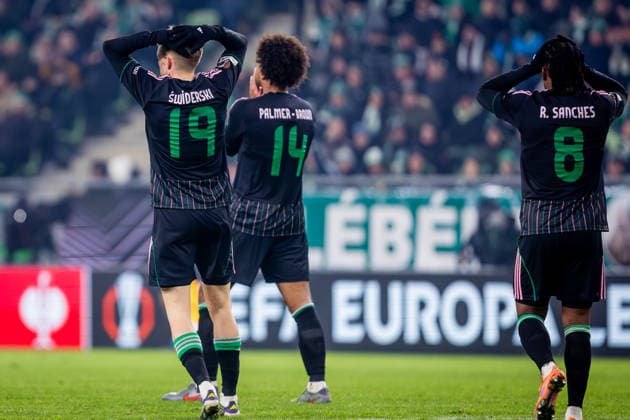 FERENCVAROS - PANATHINAIKOS Karol Swiderski, Erik Palmer Brown, Renato Sanches of Panathinaikos during the league phase of UEFA Europa league football match between Ferencvarosi TC and Panathinaikos FC. Groupama Arena, Ferencvaros Arena, Budapest, Hungary, January 22, 2026. Photo by Branislav Racko Copyright: xx 080A7024
