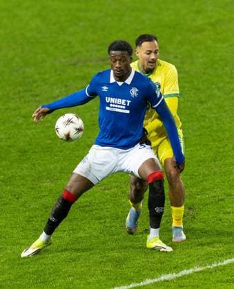 Emmanuel Fernandez of Rangers in action with Matheus Machado of Ludogorats during UEFA Europa League league phase match at Ibrox Stadium, Glasgow. Rangers v Ludogorats - UEFA Europa League - League Phase - Ibrox Stadium, Glasgow, Lanarkshire, Scotland, UK - 22 Jan 2026Glasgow Ibrox Stadium Lanarkshire, Scotland United Kingdom EDITORIAL USE ONLY  Copyright: xRangersxFC Shutterstockx 16394122s