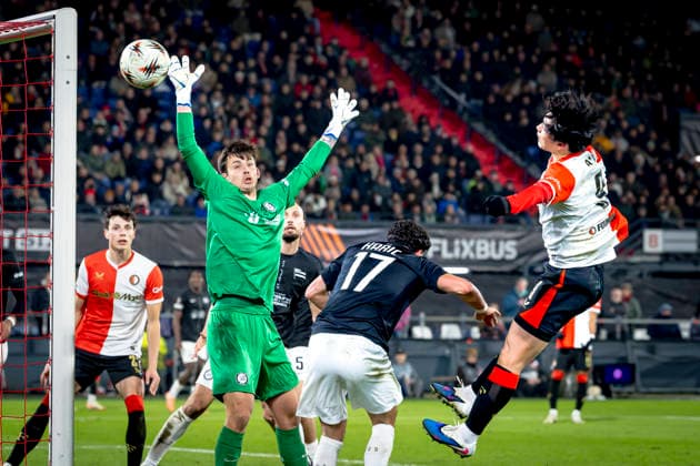 SC Feyenoord Rotterdam forwarder Ayase Ueda during the match SC Feyenoord Rotterdam vs SK Sturm Graz at the for the Europa League League phase Matchday 7 season 2025 2026 in ROTTERDAM, Netherlands on 22 january 2026, photo by Marcel van Dorst EYE4images DeFodi Images