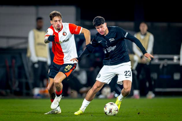 SC Feyenoord Rotterdam midfielder Luciano Valente, SK Sturm Graz midfielder Arjan Malic during the match SC Feyenoord Rotterdam vs SK Sturm Graz at the for the Europa League League phase Matchday 7 season 2025 2026 in ROTTERDAM, Netherlands on 22 january 2026, photo by Marcel van Dorst EYE4images DeFodi Images