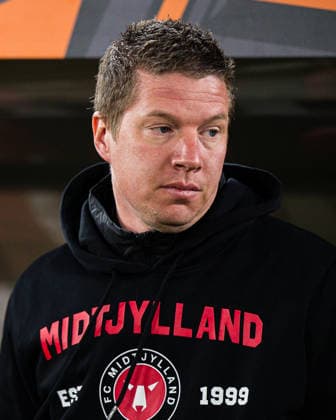 260122 Head coach Mike Tullberg of Midtjylland ahead of the UEFA Europa League football match between Brann and Midtjylland on January 22, 2026 in Bergen Photo Marius Simensen BILDBYRAN COP 238 MM0054 bbeng brann football fotball fotboll midtjylland soccer uefa europa league  Copyright: MARIUSxSIMENSEN BB260122ZQ055
