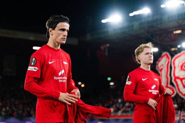 260122 Ulrik Mathisen of Brann ahead of the UEFA Europa League football match between Brann and Midtjylland on January 22, 2026 in Bergen Photo Marius Simensen BILDBYRAN COP 238 MM0054 bbeng brann football fotball fotboll midtjylland soccer uefa europa league  Copyright: MARIUSxSIMENSEN BB260122ZB062