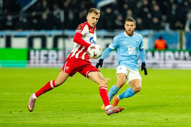 Malmo FF v Crvena Zvezda, UEFA Europa League, Malmo Sweden Malmo, Sweden. 22nd, January 2026. Vladimir Lucic (37) of Crvena Zvezda seen during the UEFA Europa League match between Malmo FF and Crvena Zvezda at Eleda Stadion in Malmo. Sweden, Malmo, Eleda Stadion  Copyright: xGonzalesxPhoto TobiasxJorgensenx