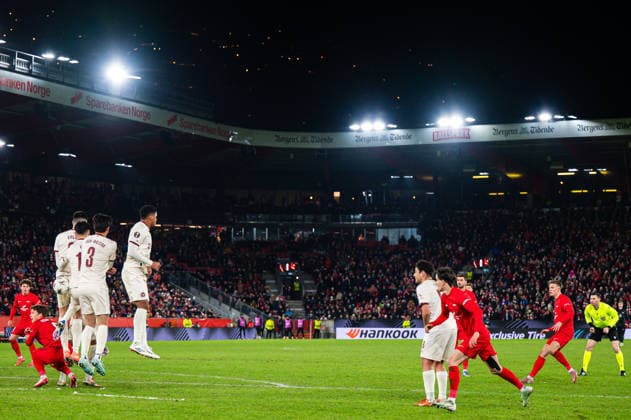260122 Emil Kornvig of Brann during the UEFA Europa League football match between Brann and Midtjylland on January 22, 2026 in Bergen Photo Marius Simensen BILDBYRAN COP 238 MM0054 bbeng brann football fotball fotboll midtjylland soccer uefa europa league  Copyright: MARIUSxSIMENSEN BB260122ZB063