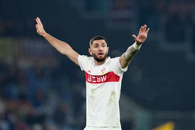 Jeff Chabot (VfB Stuttgart) gestures, UEFA Europa League 2025 26 League Phase MD7, AS Roma v VfB Stuttgart, Olimpico Stadium, January 22, 2026, Rome, Italy.