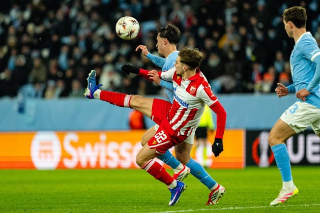 Malmo FF v Crvena Zvezda, UEFA Europa League, Malmo Sweden Malmo, Sweden. 22nd, January 2026. Vasilije Kostov (22) of Crvena Zvezda seen during the UEFA Europa League match between Malmo FF and Crvena Zvezda at Eleda Stadion in Malmo. Sweden, Malmo, Eleda Stadion  Copyright: xGonzalesxPhoto TobiasxJorgensenx
