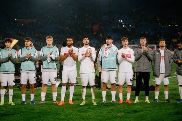 The VfB Stuttgart team would like to thank the fans who traveled with them, ITA, AS Roma vs VfB Stuttgart, Football, Europa League, Matchday 7, Season 2025 2026, 22 01 2026, ITA, AS Roma vs VfB Stuttgart, Football, Europa League, Matchday 7, Season 2025 2026, 22 01 2026, Rome Copyright: xEibner-Pressefoto EdwardxCheungx EP_ECG