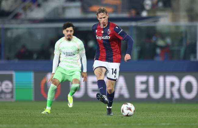 Torbjorn Heggem of Bologna Bologna v Celtic, UEFA Europa League, Group Stage, Football, Renato Dall Ara Stadium, Bologna, Italy - 22 Jan 2026Bologna Renato Dall Ara Stadium Italy EDITORIAL USE ONLY No use with unauthorised audio, video, data, fixture lists, club league logos or live services. Online in-match use limited to 120 images, no video emulation. No use in betting, games or single club league player publications. Copyright: xMichaelxZemanek Shutterstockx 16348366dg