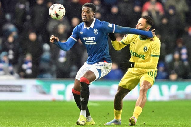 Rangers v Ludogorets Razgrad UEFA Europa League Emmanuel Fernandez of Rangers and Matheus Machado of Ludogorets Razgrad during the UEFA Europa League match at Ibrox Stadium, Glasgow 22 01 2026 UK Newspapers OUT Copyright: xJamiexJohnstonx FIL-22851-0078