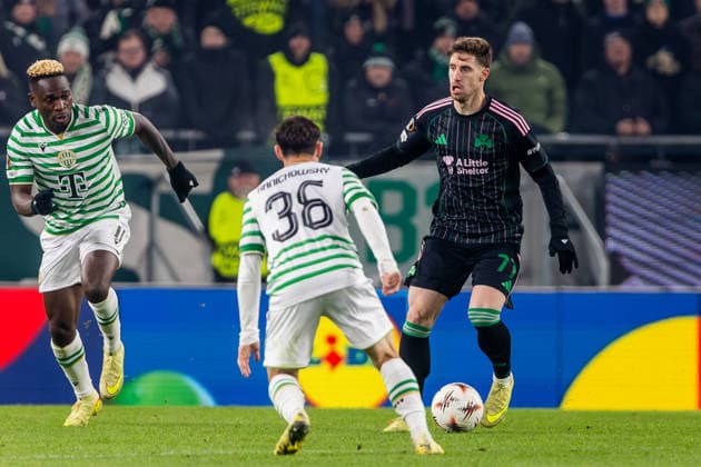 FERENCVAROS - PANATHINAIKOS Giorgos Kiriakopoulos of Panathinaikos during the league phase of UEFA Europa league football match between Ferencvarosi TC and Panathinaikos FC. Groupama Arena, Ferencvaros Arena, Budapest, Hungary, January 22, 2026. Photo by Branislav Racko Copyright: xx 080A6837