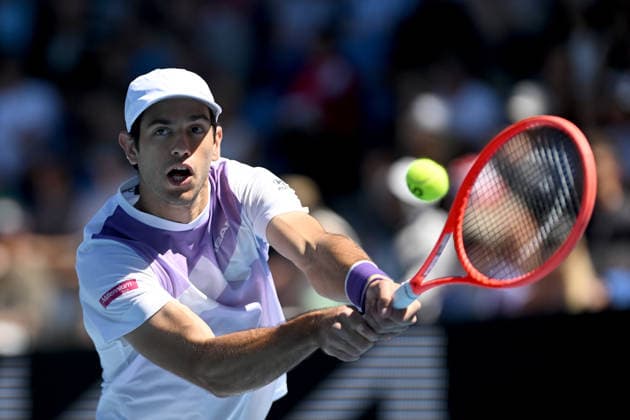 TENNIS AUSTRALIAN OPEN, Nuno Borges of Portugal in action during the 3rd round match against Learner Tien of the USA on day 6 of the 2026 Australian Open tennis tournament at Melbourne Park in Melbourne, Friday, January 23, 2026. ( NO ARCHIVING MELBOURNE VICTORIA AUSTRALIA  Copyright: xLUKASxCOCHx 20260123172736136317