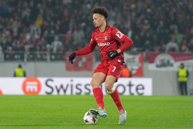 Derry Scherhant SC Freiburg, 07 on the ball , Germany, Football, UEFA Europa League, Matchday 7, League phase, 2025 2026, SC Freiburg vs Maccabi Tel Aviv, 22 01 2026, Europa Park Stadion, Freiburg, Germany Freiburg Europa Park Stadion Baden Württemberg Germany Copyright: xArnexAmbergx