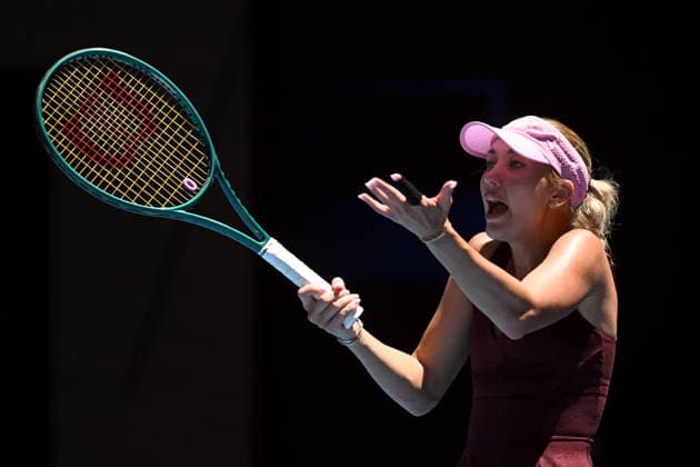 TENNIS AUSTRALIAN OPEN, Anastasia Potapova of Austria reacts during the Womens 3rd round match against Aryna Sabalenka of Russia on day 6 of the 2026 Australian Open tennis tournament at Melbourne Park in Melbourne, Friday, January 23, 2026. ( NO ARCHIVING MELBOURNE VICTORIA AUSTRALIA  Copyright: xLUKASxCOCHx 20260123146188675330