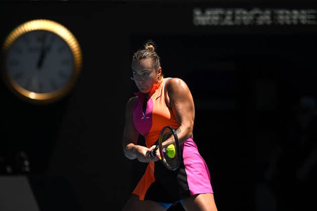TENNIS AUSTRALIAN OPEN, Aryna Sabalenka of Russia in action during the Womens 3rd round match against Anastasia Potapova of Austria on day 6 of the 2026 Australian Open tennis tournament at Melbourne Park in Melbourne, Friday, January 23, 2026. ( NO ARCHIVING MELBOURNE VICTORIA AUSTRALIA  Copyright: xLUKASxCOCHx 20260123165171313518