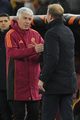 Soccer, Europa League match, AS Roma v VfB Stuttgart Roma Coach Gian Piero Gasperini, reacts,VfB Stuttgart coach Sebastian Hoeneb during the Europa League match between AS Roma v VfB Stuttgart at Olimpico stadium in Rome, Italy, Jan 22nd, 2026 Imago-Images Emmefoto Copyright: xImago-Images Emmefotox
