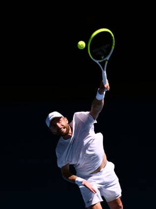 TENNIS AUSTRALIAN OPEN, Corentin Moutet of France in action during the Men™s 3rd round match against Carlos Alcaraz of Spain on day 6 of the 2026 Australian Open tennis tournament at Melbourne Park in Melbourne, Friday, January 23, 2026. ( NO ARCHIVING MELBOURNE VICTORIA AUSTRALIA  Copyright: xJOELxCARRETTx 20260123141848042040