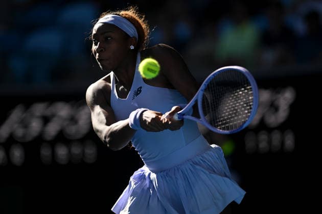 TENNIS AUSTRALIAN OPEN, Coco Gauff of the USA in action during the Women™s 3rd round match against Hailey Baptiste of the USA on day 6 of the 2026 Australian Open tennis tournament at Melbourne Park in Melbourne, Friday, January 23, 2026. ( NO ARCHIVING MELBOURNE VICTORIA AUSTRALIA  Copyright: xLUKASxCOCHx 20260123111294443356