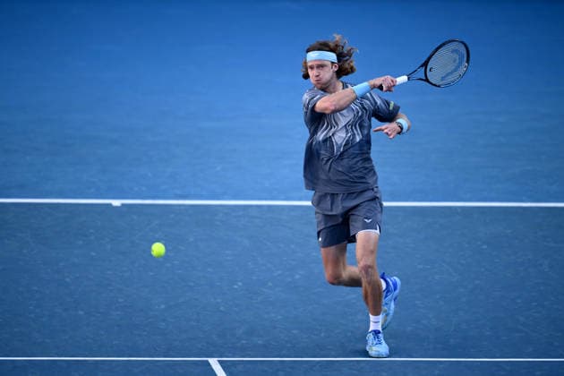TENNIS AUSTRALIAN OPEN, Andrey Rublev of Russia in action during the Men™s 3rd round match against Francisco Cerundolo of Argentina on day 6 of the 2026 Australian Open tennis tournament at Melbourne Park in Melbourne, Wednesday, January 22, 2026. ( NO ARCHIVING MELBOURNE VICTORIA AUSTRALIA  Copyright: xJOELxCARRETTx 20260123140038939473