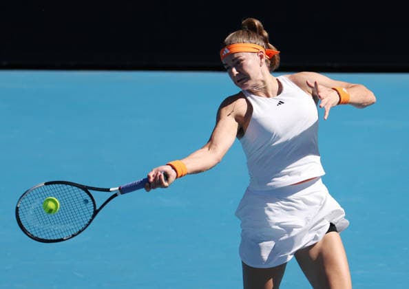 January 23, 2026, Melbourne, Victoria, Australia: KAROLINA MUCHOVA of Czech Republic during the match against M. Linette of Poland in the third round of Australian Open, Melbourne, Australia. Muchova won 6:1, 6:1. Melbourne Australia - ZUMAc278 20260123_zsp_c278_026 Copyright: xMarcinxCholewinskix