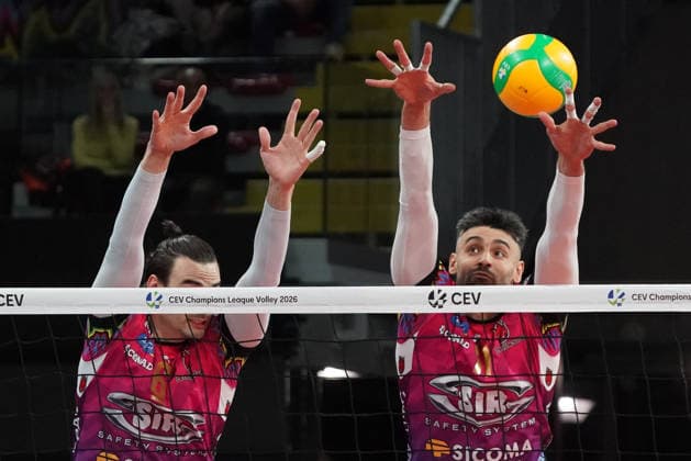Sir Sicoma Monini Perugia v Berlin Recycling Volleys - CEV Champions League 2025 2026 Sole Sebastian of Sir Sicoma Monini Perugia is in action during the match between Sir Sicoma Monini Perugia and Berlin Recycling Volleys in the CEV Champions League 2025 2026 at Palabarton in Perugia, Italy, on January 22, 2026. Perugia Italy  Copyright: xLorisxCerquiglinix originalFilename:cerquiglini-notitle260121_np7m5.jpg