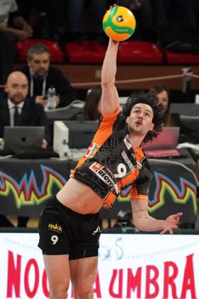 Sir Sicoma Monini Perugia v Berlin Recycling Volleys - CEV Champions League 2025 2026 Flexen Nolan of Berlin Recycling Volleys is in action during the match between Sir Sicoma Monini Perugia and Berlin Recycling Volleys in the CEV Champions League 2025 2026 at Palabarton in Perugia, Italy, on January 22, 2026 Perugia Italy  Copyright: xLorisxCerquiglinix originalFilename:cerquiglini-notitle260121_npW5S.jpg