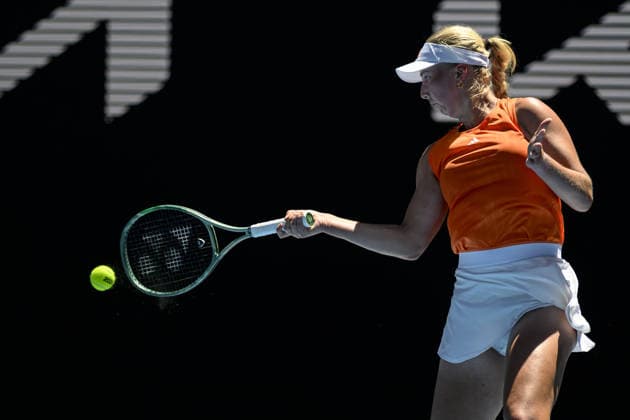 Australian Open 2026 MELBOURNE, AUSTRALIA - JANUARY 23: Clara Tauson (DEN) in action against Victoria Mboko (CAN) (not seen) in round 3 of the Australian Open grand slam tennis tournament at Melbourne Park in Melbourne, Australia on January 23, 2026 Mark Avellino Anadolu Melbourne Australia. Editorial use only. Please get in touch for any other usage.  Copyright: x2026xAnadoluxMarkxAvellinox