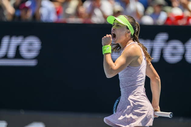 Australian Open 2026 MELBOURNE, AUSTRALIA - JANUARY 23: Zeynep Sonmez (TUR) reaction after scoring a point against Yulia Putintseva (not seen) during round 3 at the Australian Open grand slam tennis tournament at Melbourne Park in Melbourne, Australia on January 23, 2026 Mark Avellino Anadolu Melbourne Australia. Editorial use only. Please get in touch for any other usage.  Copyright: x2026xAnadoluxMarkxAvellinox